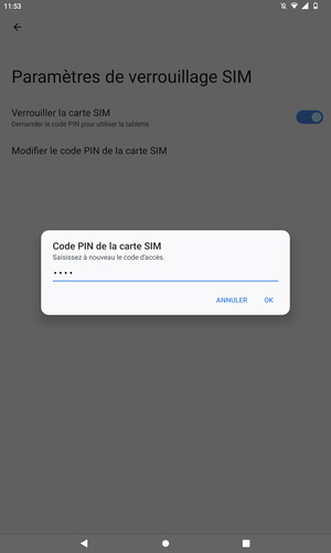 Veuillez confirmer votre nouveau code PIN de la carte SIM et sélectionner OK