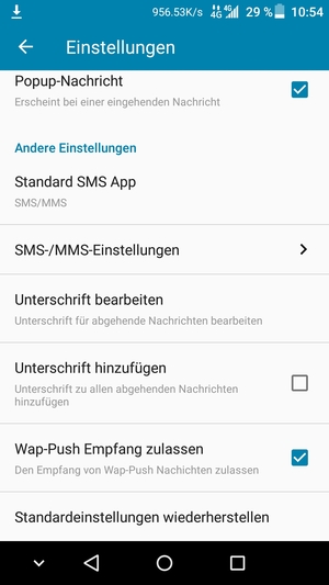 Scrollen Sie und wählen Sie SMS-/MMS-Einstellungen