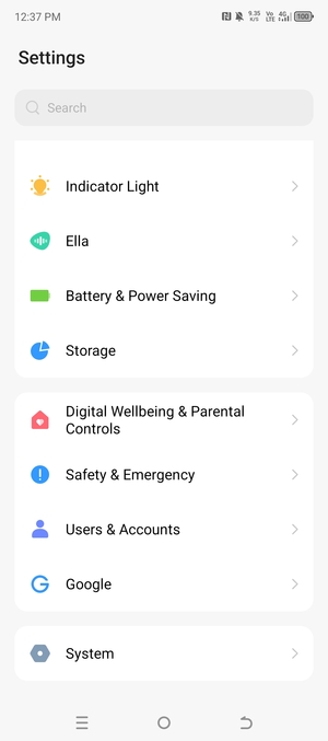 Scroll to and select System