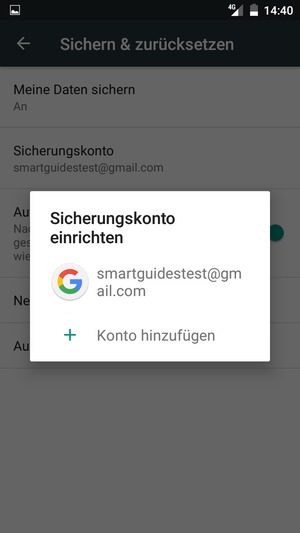 Wählen Sie Ihr Konto für Backup