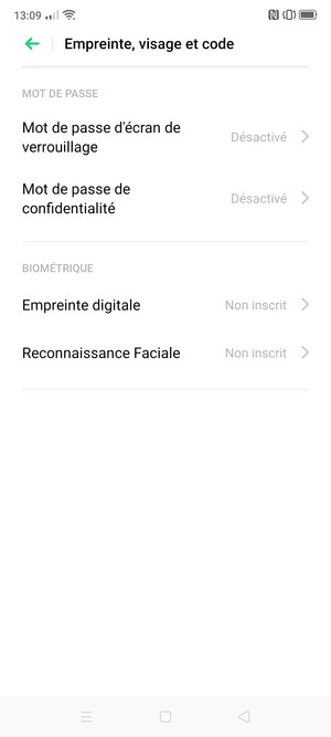 Sélectionnez Mot de passe d'écran de verrouillage