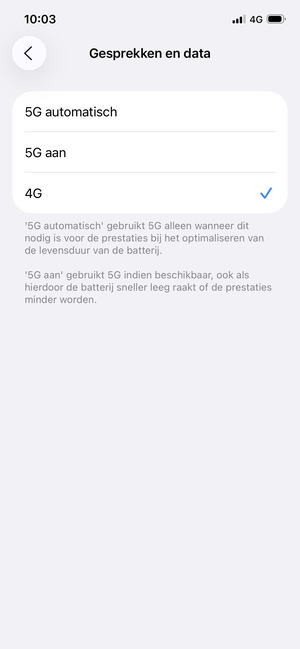 Selecteer 4G