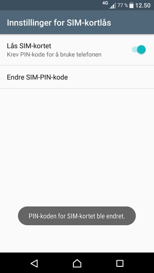 Din PIN-kode for SIM-kort er endret