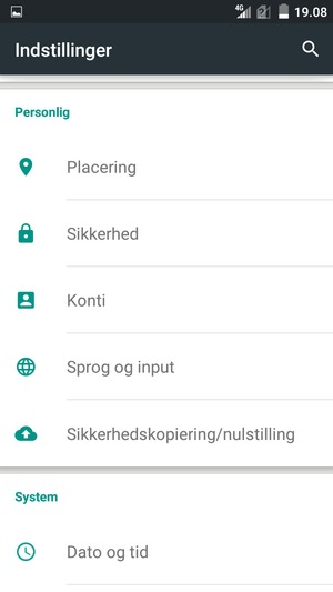 Scroll til og vælg Sikkerhed