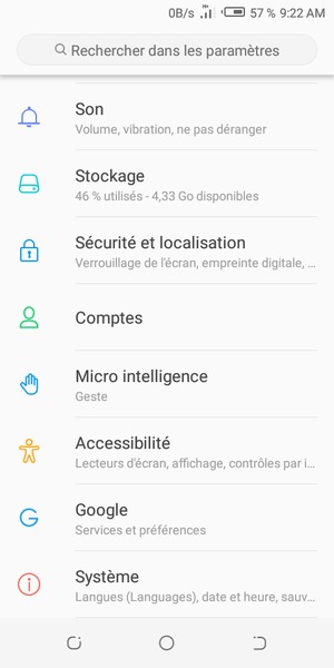 Faites défiler et sélectionnez Système