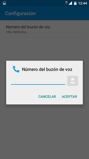 Introduzca el Número del buzón de voz y seleccione ACEPTAR
