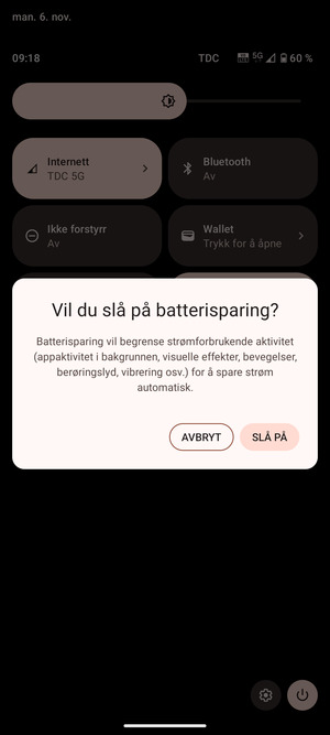 Velg SLÅ PÅ
