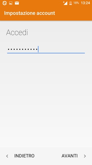 Inserisci la tua password e seleziona AVANTI