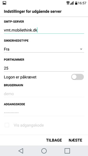 Slå Logon er påkrævet fra og vælg NÆSTE