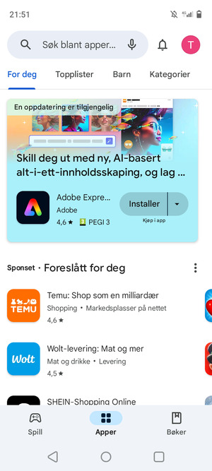 Velg søkefelt