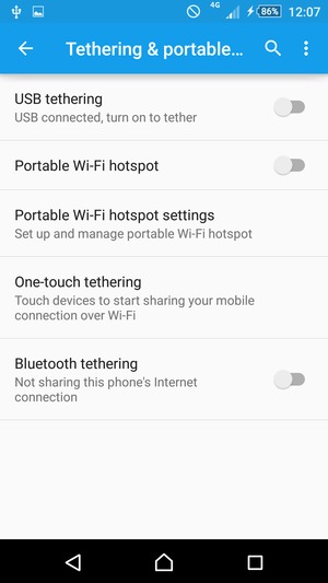 Select Portable Wi-Fi hotspot settings
