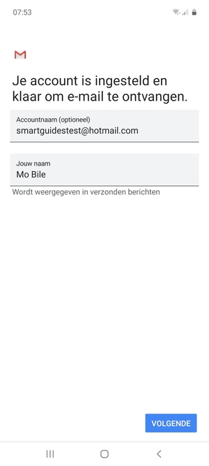 Geef uw account een naam en voer uw naam in. Selecteer VOLGENDE