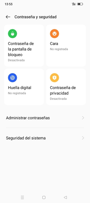 Seleccione Seguridad del sistema