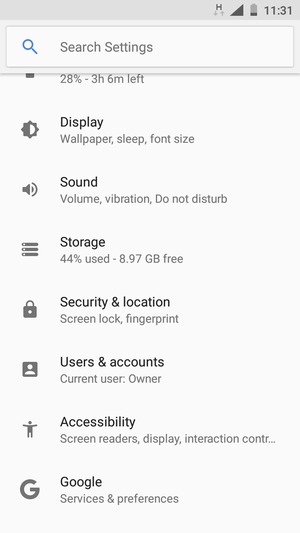 Scroll to and select Security & location
