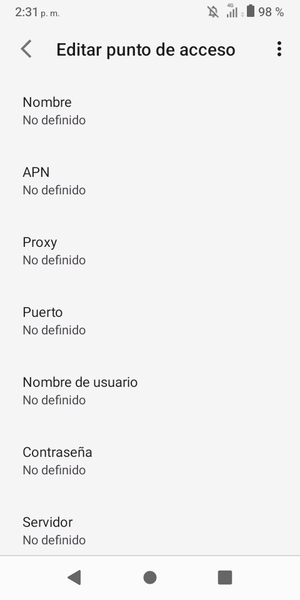 Introduzca la información de MMS