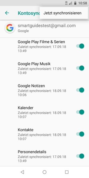 Wählen Sie Jetzt synchronisieren