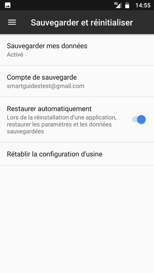 Sélectionnez Compte de sauvegarde