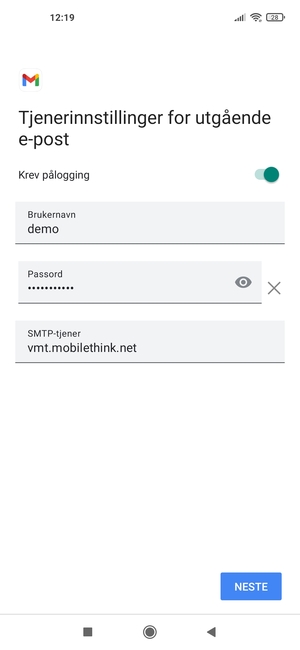 Skriv inn utgående serveradresse