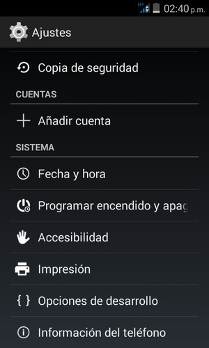 Desplácese y seleccione Información del teléfono