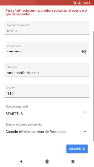 Seleccione Tipo de seguridad