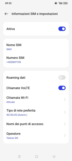 Per modificare la rete, in presenza di problemi, seleziona Operatore