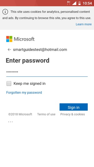 Enter your password and select Sign in