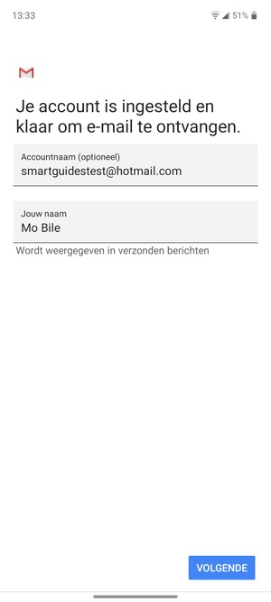 Geef uw account een naam en voer uw naam in. Selecteer VOLGENDE