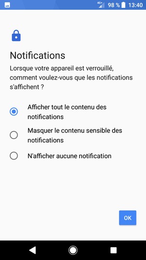 Sélectionnez votre option préférée et sélectionnez OK