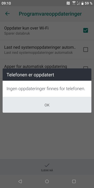 Hvis telefonen din er oppdatert, velg OK