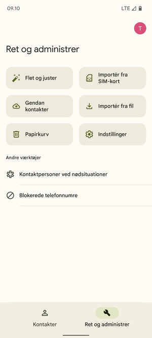 Vælg Importér fra SIM-kort