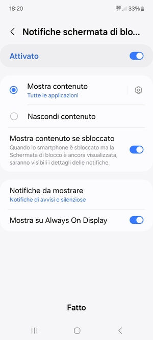 Seleziona le opzioni preferita e poi Fatto