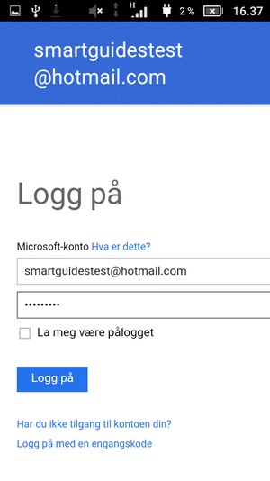 Skriv inn passord og velg Logg på