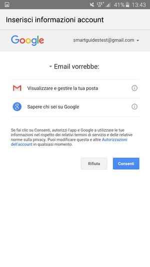 Seleziona Consenti