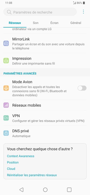 Faites défiler et sélectionnez Réseaux mobiles