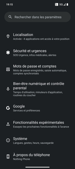 Faites défiler et sélectionnez Système