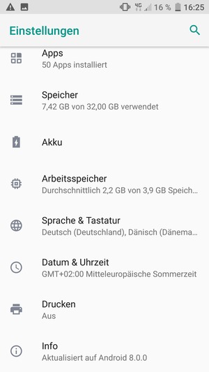 Scrollen Sie und wählen Sie Info