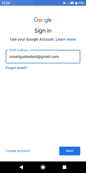 Enter your Gmail  address and select Next