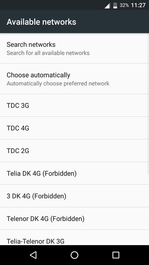 Select a network operator from the list