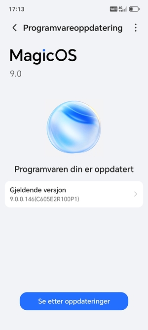 Hvis telefonen din er oppdatert, vil du se følgende skjermbilde