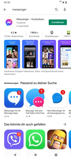 Wählen Sie die App