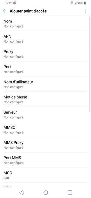 Saisissez les informations MMS