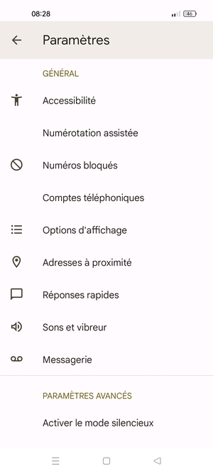 Faites défiler et sélectionnez Messagerie
