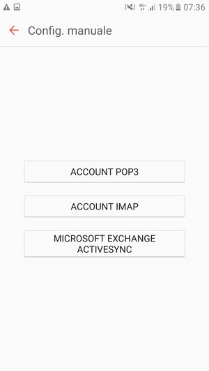Seleziona ACCOUNT POP3 o ACCOUNT IMAP