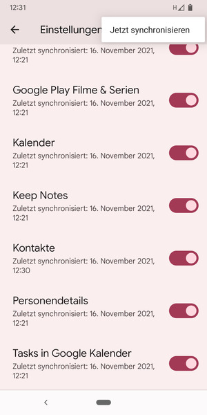 Wählen Sie Jetzt synchronisieren