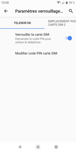 Sélectionnez Public et Modifier code PIN carte SIM