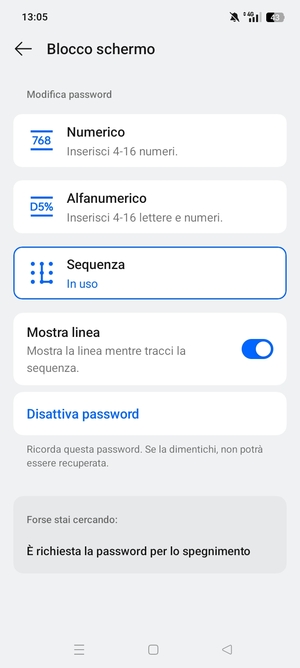 Il tuo telefono è ora protetto dal blocco schermo