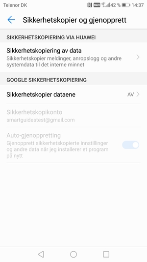 Velg Sikkerhetskopier dataene