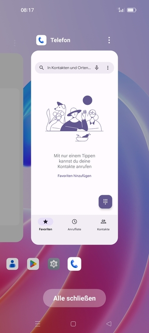 Wählen Sie Alle schließen, um alle laufende Apps zu schließen