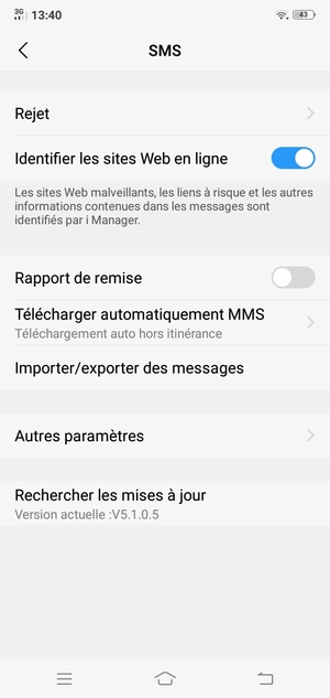 Sélectionnez Autres paramètres