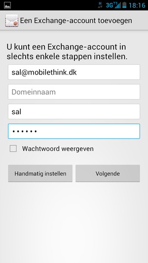 Voer e-mailadres, gebruikersnaam en wachtwoord in. Selecteer Volgende